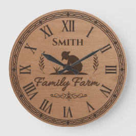 Custom Family Name Clock – Farmer Planting Scene Grote Klok
