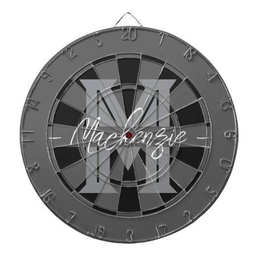 Custom Family Name Monogram Gray Dartbord (Voorkant)