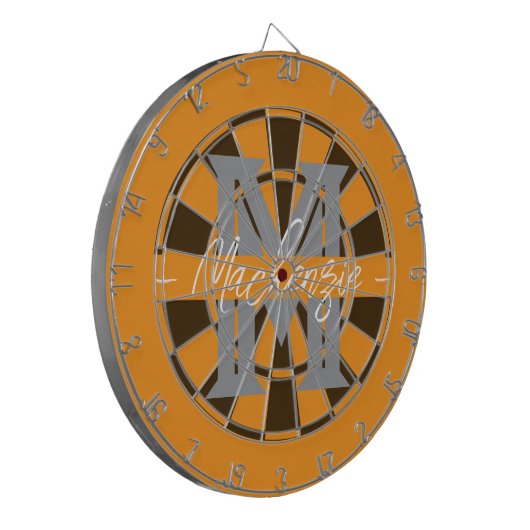 Custom Family Name Monogram Gray Dartbord (Voorkant Links)