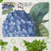 Custom Family Name Watercolor Hydrangea Theedoek (Gevouwen)