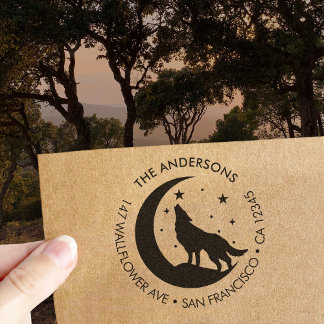 Custom Family Name Wolf Moon Return Wood Art Stamp Rubberstempel