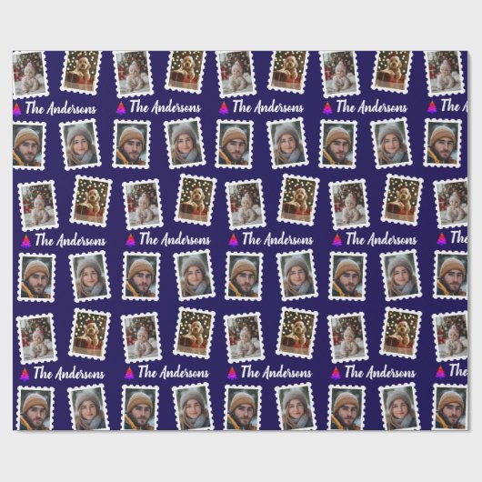 Custom Family of Four Christmas  Cadeaupapier (Vlak)