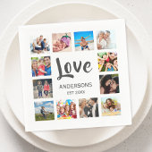 Custom Family Photo Collage Personalized White Servet