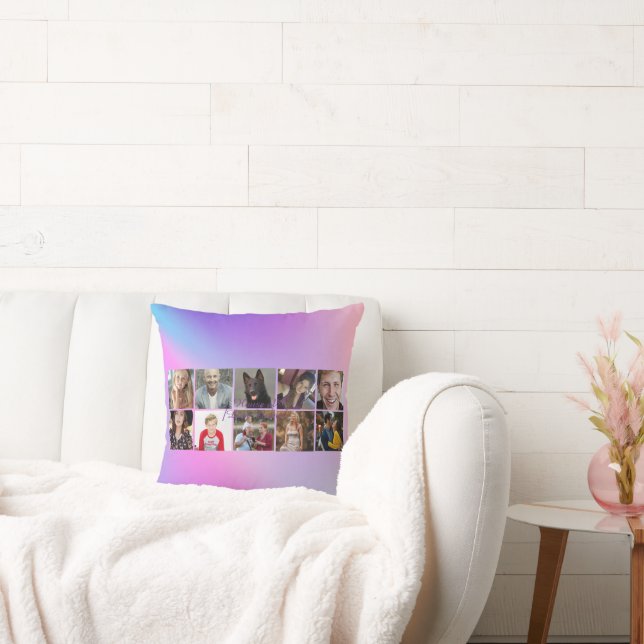Custom Family Photo Collage Pillow Kussen (Bank)