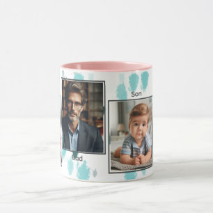 Custom Family Photo Collage Splash Color Grey Blue Mok