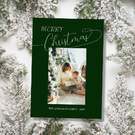 Custom family photo elegant merry christmas Card Feestdagenkaart