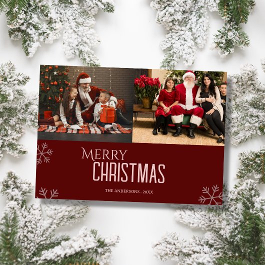 Custom family photo elegant modern christmas Card Feestdagenkaart