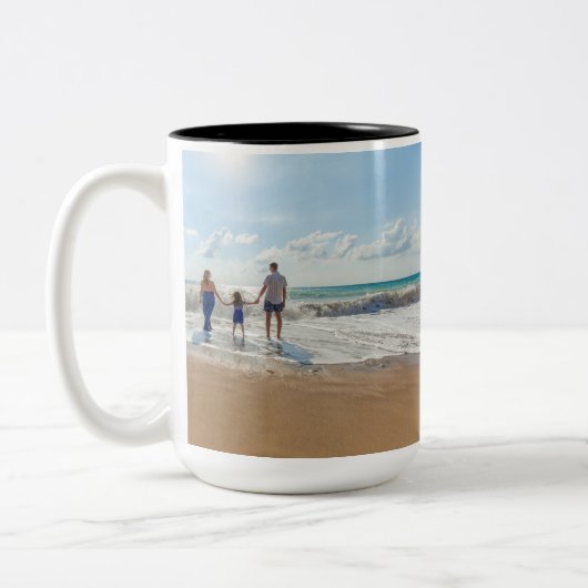 Custom Family Photo Personalized Tweekleurige Koffiemok (Links)