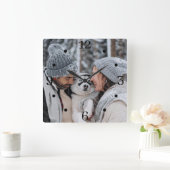 Custom Family Photo Square Wall Clock Vierkante Klok (Huis)