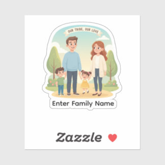 Custom Family Portrait Our Tribe Our Love Sticker