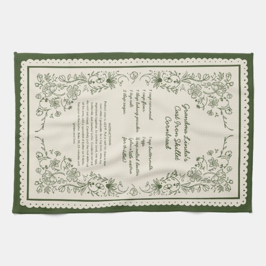 Custom Family Recipe Kitchen Towel Keepsake Theedoek (Horizontaal)