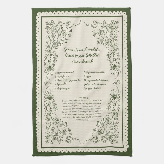 Custom Family Recipe Kitchen Towel Keepsake Theedoek (Verticaal)