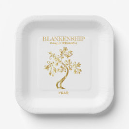 Custom Family Reunion Black Gold Tree Art Papieren Bordje