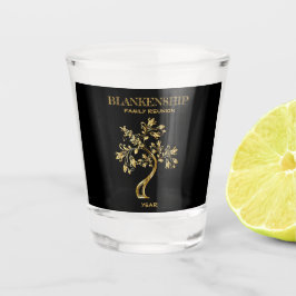 Custom Family Reunion Black Gold Tree Art Shot Glas