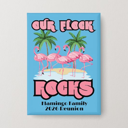 Custom Family Reunion Flamingo Party Theme Button (Voorkant)