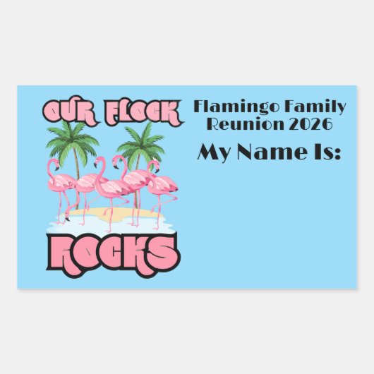 Custom Family Reunion Flamingo's onze kudde rotsen Rechthoekige Sticker (Voorkant)
