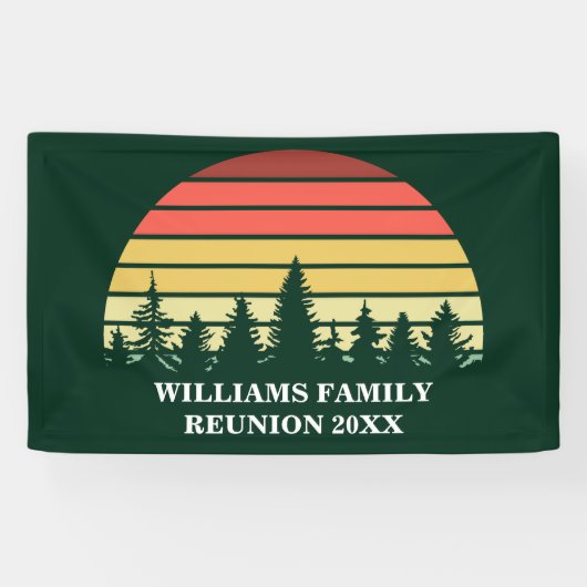Custom Family Reunion Forest Sunset Green Trees Spandoek (Horizontaal)