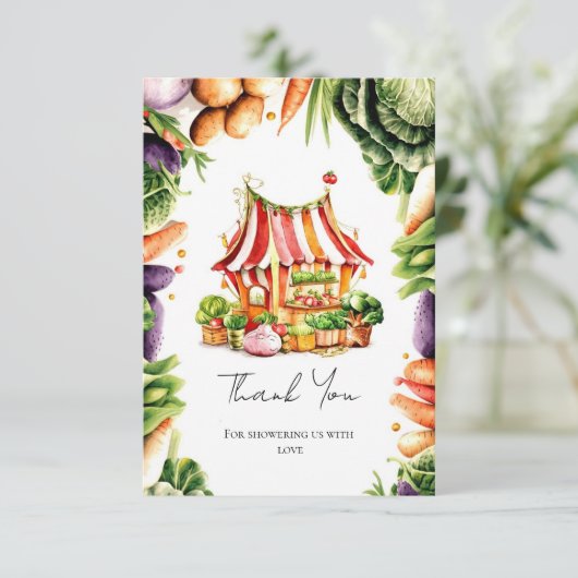 Custom Farmer's Market Baby shower Bedankkaart (Staand voorkant)