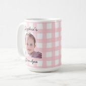 Custom Father's Day Gift Pink Gingham Pattern Mug (Devant gauche)