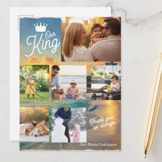 Custom Father's Day Photo Collage | Our King Briefkaart