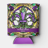 Custom Faux Glas in lood Mardi Gras Floral Blikjeskoeler (Voorkant)