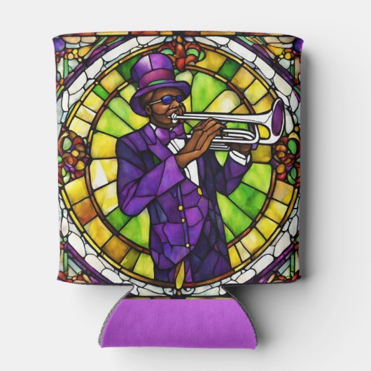 Custom Faux Glas in lood Mardi Gras Jazz Blikjeskoeler (Achterkant)