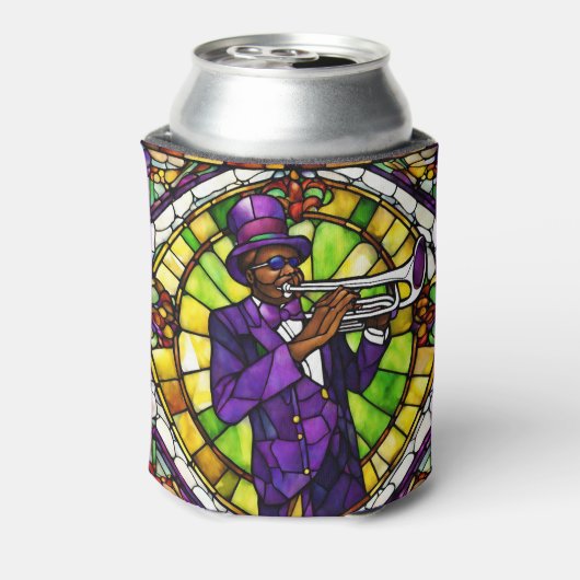 Custom Faux Glas in lood Mardi Gras Jazz Blikjeskoeler (Blikje Achterkant)
