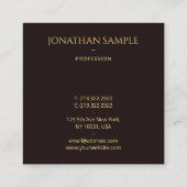 Custom Faux Gold Tekst Elegant Zwart Fluweel Moder Vierkante Visitekaartje (Achterkant)