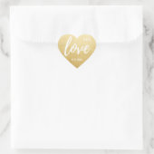 Custom Faux Goud Folie LIEFDE Script Zwart Bruilof Hart Sticker (Tas)