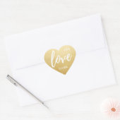 Custom Faux Goud Folie LIEFDE Script Zwart Bruilof Hart Sticker (Envelop)
