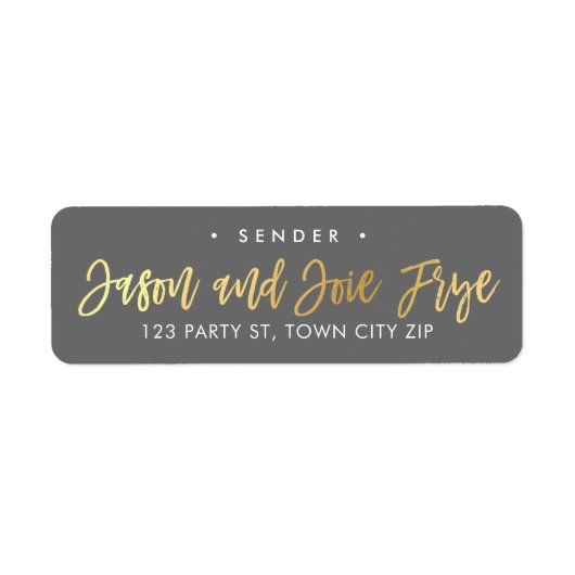CUSTOM faux gouden folie scriptnamen grijs + goud Etiket (Voorkant)