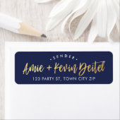 CUSTOM faux gouden folie scriptnamen navy + gold Etiket (Insitu)