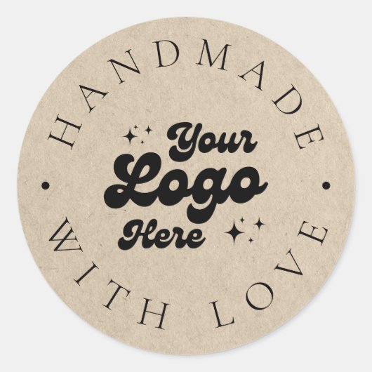 Custom Faux Kraft Business Logo Handgemaakt Met Li Ronde Sticker (Voorkant)