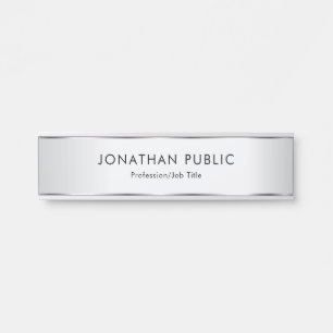 Custom Faux Silver Elegant Modern Sjabloon Deurbordje