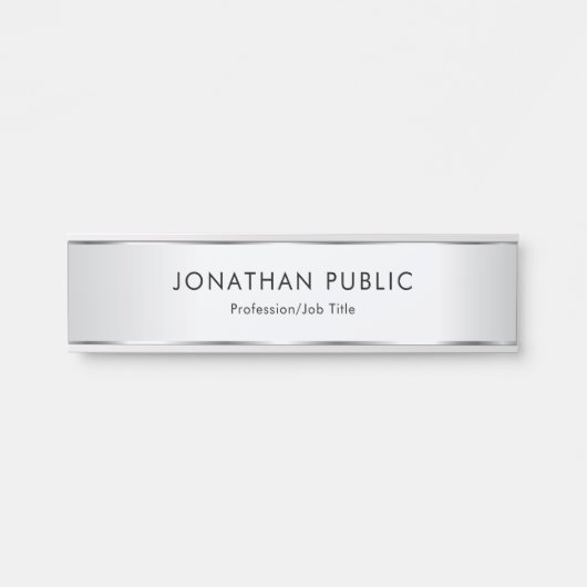 Custom Faux Silver Elegant Modern Sjabloon Deurbordje (Voorkant)