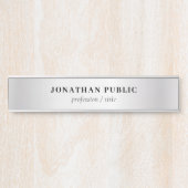 Custom Faux Silver Elegant Moderne Sjabloon Lang Deurbordje (Voorkant)