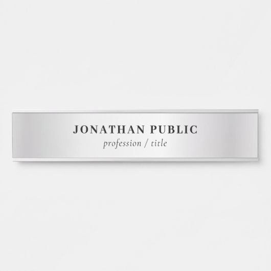 Custom Faux Silver Elegant Moderne Sjabloon Lang Deurbordje (Voorkant)