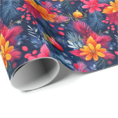 Custom Feestelijke Bloemen en Pine Kerstmis Cadeaupapier (Rol Hoek)