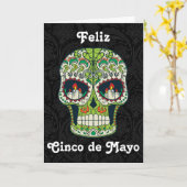 Custom Feliz Cinco de Mayo Sugar Skull Card Kaart (Gele Bloem)