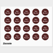 Custom Feliz Navidad Kerst Rood Plaid Spaans Ronde Sticker (Vel)