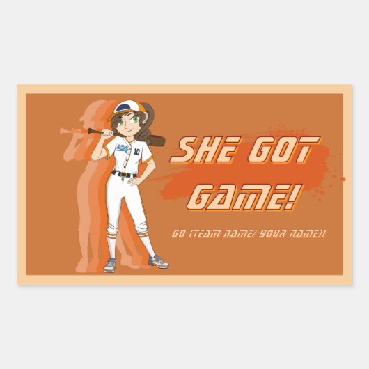 Custom Female Baseball Player Sticker (Devant)