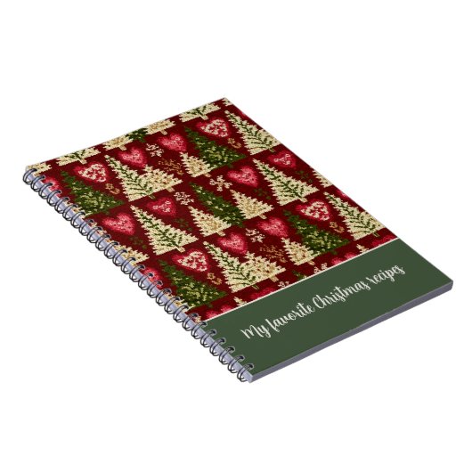 Custom Festive Knitted Style Pattern Recipe Notitieboek (Rechterzijde)