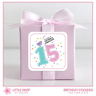 Custom Fifteen en Fabulous Roze Confetti Verjaarda Vierkante Sticker