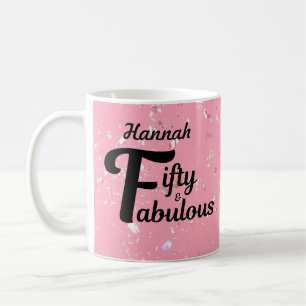 Custom Fifty en Fabulous Happy 50th verjaardag roz Koffiemok