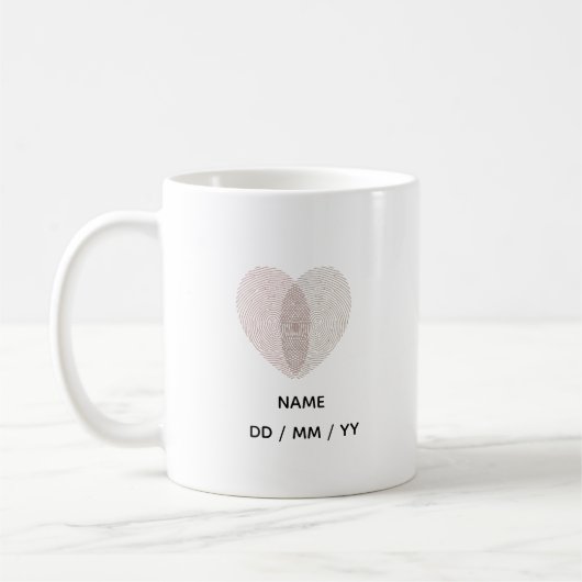 Custom Fingerprint Heart Wedding Anniversary Koffiemok (Links)