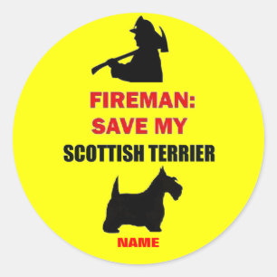 Custom Fire Safety Schotse Terrier Ronde Sticker