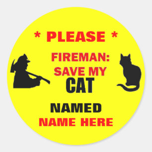 Custom Fireman Save My Cat Ronde Sticker