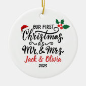 Custom First Christmas als Mr & Mrs Ornament (Voorkant)