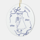 Custom First Christmas Married NewlyWed Keramisch Ornament (Links)