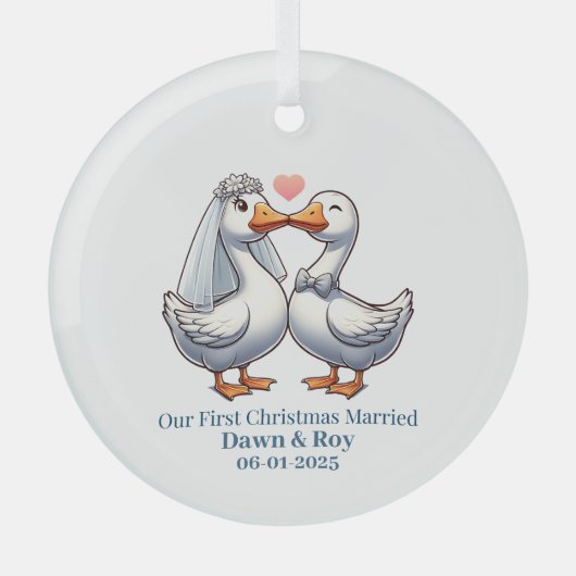 Custom first Christmas Married, personalized gift, Glas Ornament (Voorkant)